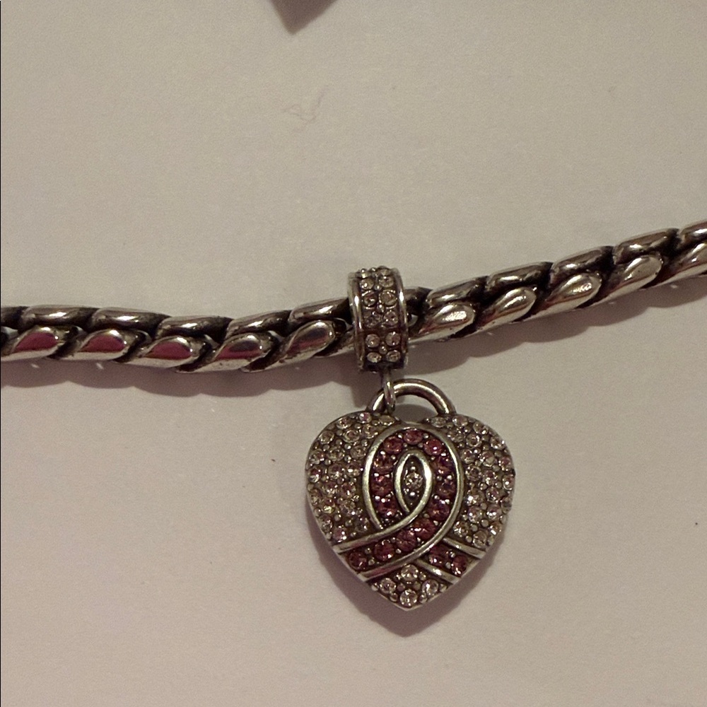 Brighton Silver Heart Charm Bracelet with Floral Drawstring Pouch - Multicolor - Picture 3 of 12